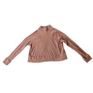 The North Face Waffle Knit Mock Neck Long Sleeve Top Soft Mauve Large